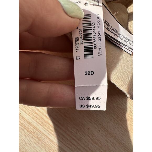 Victoria Secret Lined Strapless Bra 32 D Nude Tan Padded Underwire NWT - Picture 8 of 9